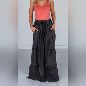 Oli & Hali Black Tiered Wide Leg Pant